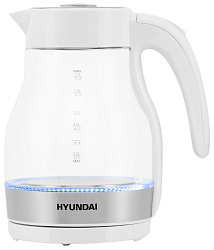 Чайник электрический Hyundai HYK-G3802 1.7л. 2200Вт белый/серебристый корпус: стекло