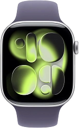 Смарт-часы Apple Watch Series 11 A3333 46мм OLED корп.серебристый Sport Band рем.фиолетовый разм.брасл.:S/M (MEV94LW/A)