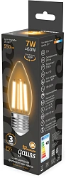 Лампа филам. Gauss Filament 7Вт цок.:E27 свеча 220B св.свеч.бел.теп. (упак.:10шт) (103802107)
