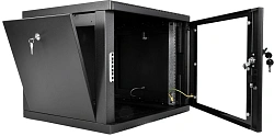 Шкаф коммутационный ЦМО (ШРН-М-9.500-9005) настенный 9U 600x520мм пер.дв.стекл 130кг черный 456мм 19.35кг 180град. 480мм IP20 сталь