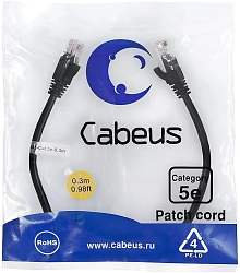 Патч-корд Cabeus PC-UTP-RJ45-Cat.5e-0.3m-BK-LSZH PC-UTP-RJ45-CAT.5E-0.3M-BK- U/UTP RJ-45 вил.-вилка RJ-45 кат.5E 0.3м черный LSZH