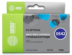 Картридж струйный Cactus CS-EPT0542 T0542 голубой (16.2мл) для Epson Stylus Photo R800/R1800 с чипом
