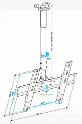 Кронштейн для телевизора Holder PR-101-W белый 32"-65" макс.60кг потолочный фиксированный
