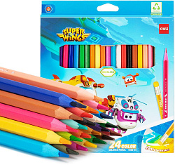 Карандаши цв. Deli EC126-24 Super Wings шестигран. пластик кор.европод. (24шт)