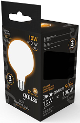 Лампа светодиодная Gauss Filament 189202110 10Вт цок.:E27 шар 220B св.свеч.бел.теп. (упак.:1шт)