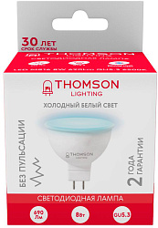 Лампа светодиодная Thomson TH-B2323 8Вт цок.:GU5.3 рефлек. 220B св.свеч.бел.хол. MR16 (упак.:1шт)