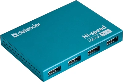Разветвитель USB 2.0 Defender Septima Slim 7порт. синий (83505)