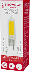 Лампа светодиодная Thomson TH-B4221 6Вт цок.:G4 капсул. 220B св.свеч.бел.хол. (упак.:1шт)