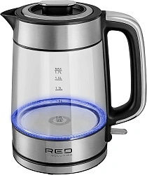 Чайник электрический Red Solution G104 1.7л. 2200Вт черный/серебристый корпус: стекло/металл/пластик