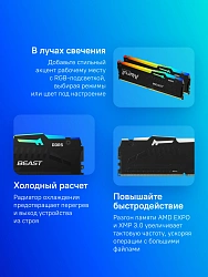 Память DDR5 2x8Gb 6000MHz Kingston KF560C36BBEAK2-16 Fury Beast RGB RTL Gaming PC5-48000 CL36 DIMM 288-pin 1.35В single rank с радиатором Ret