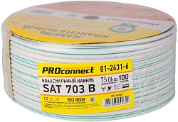 Кабель коаксиальный PROconnect 01-2431-6 SAT 703 FTP 75Om PVC внутренний 100м белый
