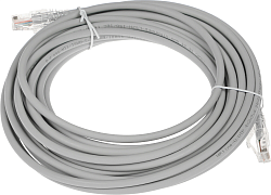 Патч-корд WRline WR-PC-RJ45-UTP-5E-10-GY UTP RJ-45 вил.-вилка RJ-45 кат.5E 10м серый LSZH (уп.:1шт)
