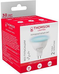 Лампа светодиодная Thomson TH-B2321 4Вт цок.:GU5.3 рефлек. 220B св.свеч.бел.хол. MR16 (упак.:1шт)