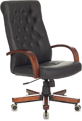 Кресло руководителя Бюрократ T-9928WALNUT/ECO черный экокожа крестов. металл/дерево