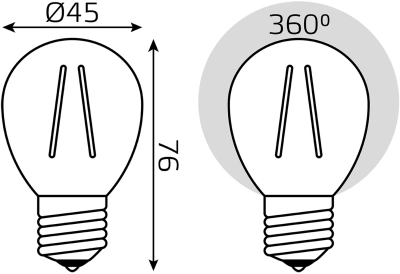 Лампа филам. Gauss Filament 8Вт цок.:E27 шар 220B св.свеч.бел.нейт. (упак.:10шт) (52228)