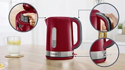 Чайник электрический Bosch TWK6A514 1.7л. 2200Вт красный корпус: пластик