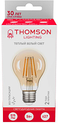 Лампа филам. Thomson Filament TH-B2109 5Вт цок.:E27 груша 220B св.свеч.бел.теп. A60 (упак.:1шт)