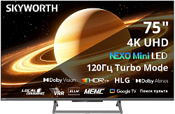Телевизор LED Skyworth 75" 75X67H NEXO Mini-LED черный/серый 4K Ultra HD 120Hz MEMC DVB-T DVB-T2 DVB-C DVB-S DVB-S2 USB WiFi Smart TV