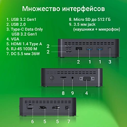 Неттоп Digma Mini Office P N5030 (1.1) 8Gb SSD256Gb UHDG 605 CR Windows 11 Pro GbitEth WiFi BT 36W черный (DPN5-8CXW01)