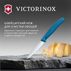Нож кухонный Victorinox Swiss Classic 6.7602.C1 для чистки овощей и фруктов лезв.80мм прямая заточка синий