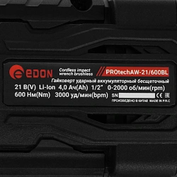 Гайковерт Edon PROtech AW-21/600BL аккум. патрон:квад.1/2" (28299)