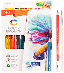 Карандаши цв. Deli EC00730 Color Emotion акварель. липа 36цв. коробка/европод.