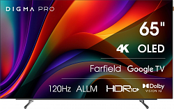 Телевизор OLED Digma Pro 65" OLED 65M Google TV Frameless черный/серебристый 4K Ultra HD 120Hz DVB-T DVB-T2 DVB-C DVB-S DVB-S2 USB WiFi Smart TV