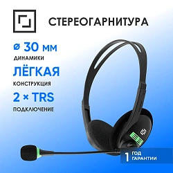 Наушники с микрофоном Оклик HS-M100 черный 1.8м накладные оголовье (1532004)