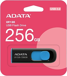 Флеш Диск A-Data 256Gb DashDrive UV128 AUV128-256G-RBE USB3.0 черный/синий