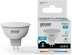 Лампа светодиодная Gauss Elementary 9Вт цок.:GU5.3 софит 12B св.свеч.бел.нейт. (упак.:10шт) (11529)