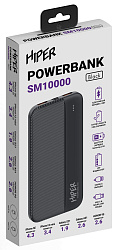 Мобильный аккумулятор Hiper SM10000 10000mAh 12W 2.4A USB-A черный (SM10000 BLACK)