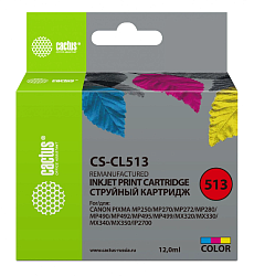 Картридж струйный Cactus CS-CL513 CL-513 многоцветный (15мл) для Canon Pixma MP240/MP250 с чипом