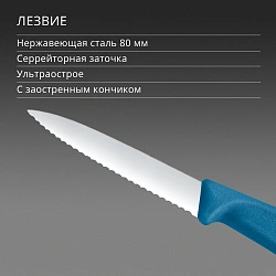 Нож кухонный Victorinox Swiss Classic (6.7632.C1) для чистки овощей и фруктов лезв.80мм серрейт. заточка синий