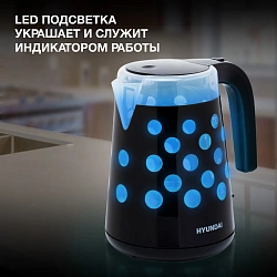 Чайник электрический Hyundai HYK-G2012 1.7л. 2000Вт черный/прозрачный корпус: пластик
