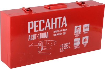 Сварочный аппарат для пластиковых труб Ресанта АСПТ-1000Д 1кВт Тмакс.:340 парн.насад. (кейс в компл.) (65/179)