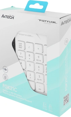 Числовой блок A4Tech FGK21C белый USB беспроводная slim для ноутбука