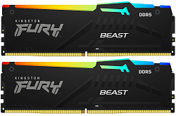 Память DDR5 2x32Gb 5600MHz Kingston KF556C40BBAK2-64 Fury Beast Black RGB RTL Gaming PC5-44800 CL40 DIMM 288-pin 1.25В dual rank с радиатором Ret