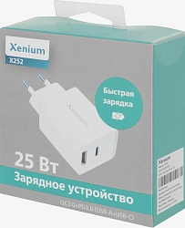 Сетевое зар./устр. Xenium X252 25W 3A+2A USB/USB Type-C универсальное белый (CCX252CW/00)