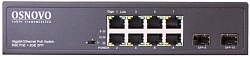 Коммутатор Osnovo SW-80802(150W) 7x1Гбит/с 2x10Гбит/с 8PoE 150W неуправляемый