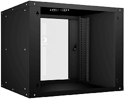 Шкаф коммутационный Cabeus (WSC-05D-9U55/45-BK) настенный 9U 550x450мм пер.дв.стекл 30кг черный 390мм IP20 сталь