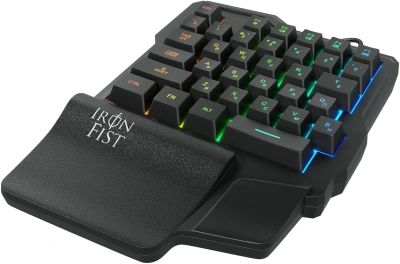 Игровой блок Оклик 701G IRON FIST черный USB for gamer LED (подставка для запястий) (1196590)