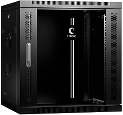 Шкаф коммутационный Cabeus (SH-05F-12U60/60-R-BK) настенный 12U 600x600мм пер.дв.стекл 50кг черный 540мм 635мм IP20 сталь