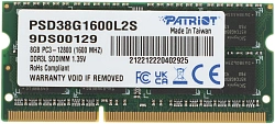 Память DDR3L 8Gb 1600MHz Patriot PSD38G1600L2S RTL PC3-12800 CL11 SO-DIMM 204-pin 1.35В dual rank Ret