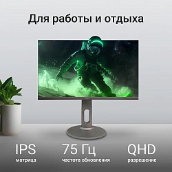 Монитор Digma 27" Progress 27P705Q черный IPS LED 5ms 16:9 HDMI M/M матовая HAS 300cd 178гр/178гр 2560x1440 75Hz FreeSync DP 2K USB 6.1кг