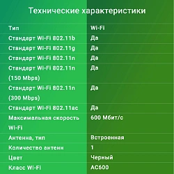 Сетевой адаптер Wi-Fi Digma DWA-AC600C AC600 USB 2.0 (ант.внутр.) 1ант.