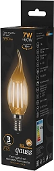 Лампа светодиодная Gauss Filament 7Вт цок.:E14 свеча 220B св.свеч.бел.теп. CF35 (упак.:10шт) (104801107)
