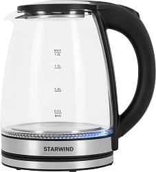 Чайник электрический Starwind SKG2114 2л. 1800Вт черный/прозрачный корпус: стекло