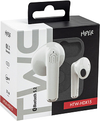 Гарнитура вкладыши Hiper TWS MP3 HDX15 белый беспроводные bluetooth в ушной раковине (HTW-HDX15)