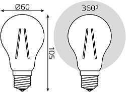 Лампа филам. Gauss Filament A60 6Вт цок.:E27 груша 220B св.свеч.бел.нейт. (упак.:1шт) (102802206)