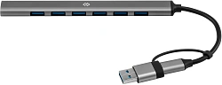Разветвитель USB-C + USB-A Digma DHUB-7USB-AC-2.0 7порт. серебристый